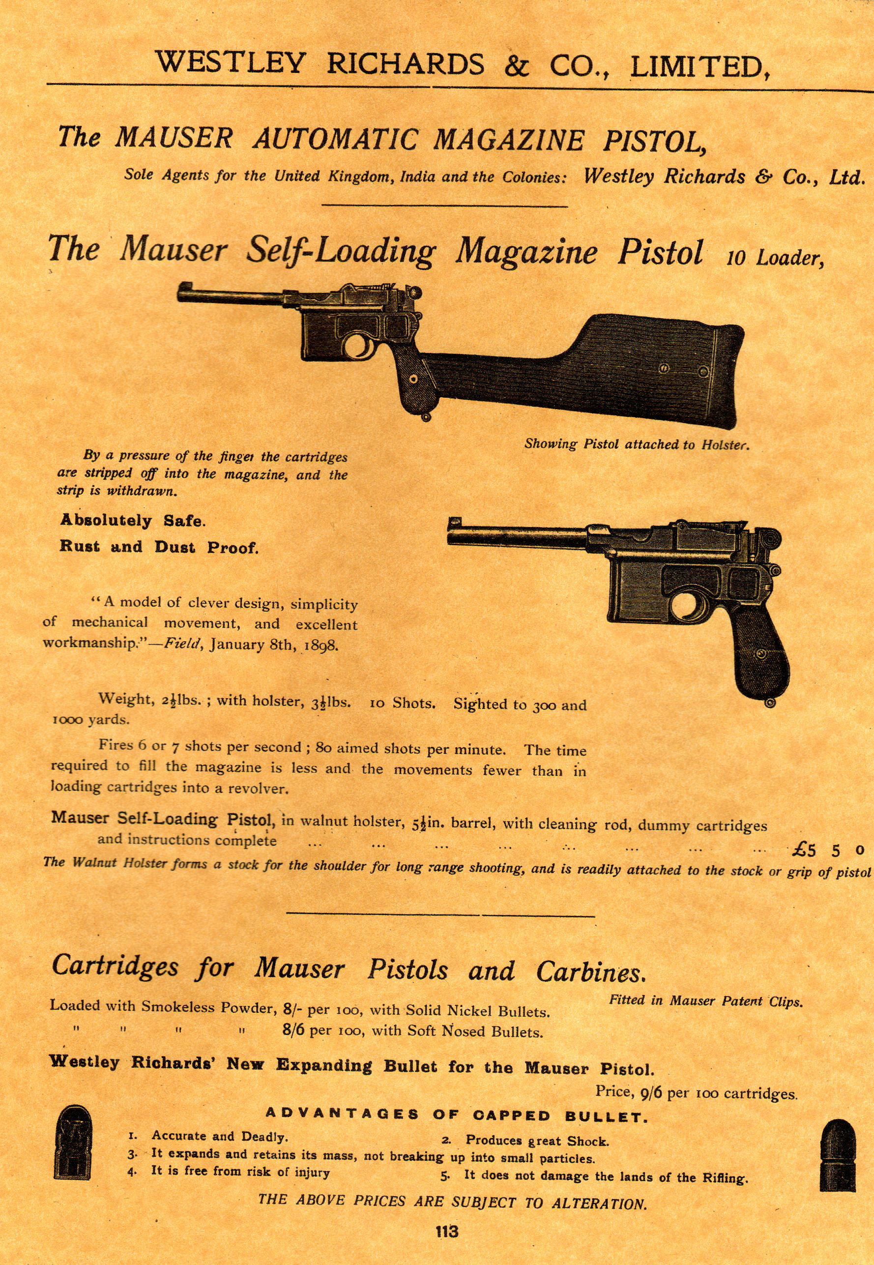 Mauser Broomhandle "Westley Richards & Co" T-Shirt. Ref.#TS.2